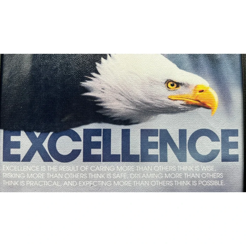 Successories Excellence Bald Eagle Black Faux Leather Padfolio Portfolio 9